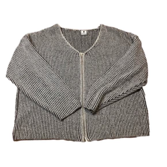 Jessica McClintock XL Zip-Up Sweater Oversized Relaxed Fit cozy comfy Knit Y2K - Picture 2 of 7
